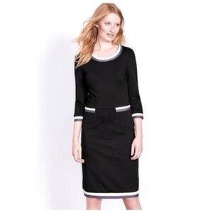 Boden Gloria Ponte Knit Sheath Dress Black 3/4 Sleeve Size 12 (12L)